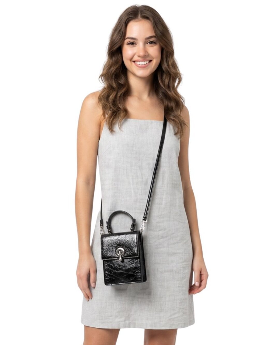 Black Mini Crossbody Bag Expandable Minimalist Y2K Festival Purse